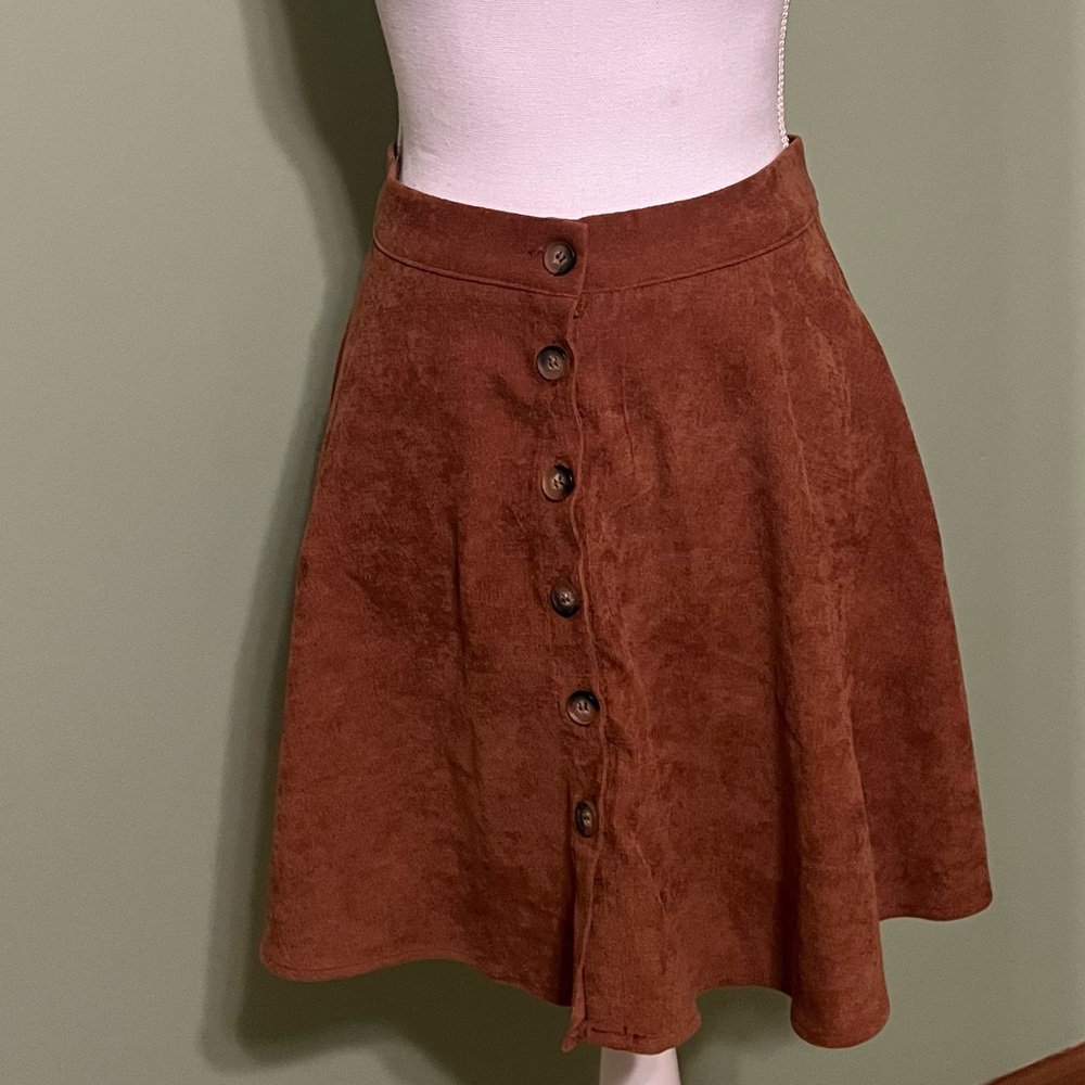 Back to School - Brown Corduroy Mini Skirt - Fall - Size L